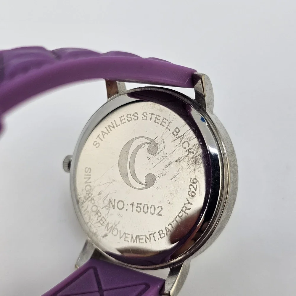 37MM Women Watch Always Late But Worth the Wait Purple Plastic Bands New Battery